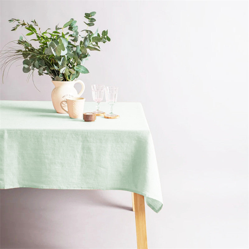 nexlinen | Solid Linen Tablecloth – Rectangular Nordic Minimalist - Duck Egg