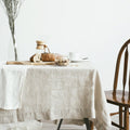 nexlinen | Solid Linen Tablecloth – Rectangular Nordic Minimalist - Natural Linen