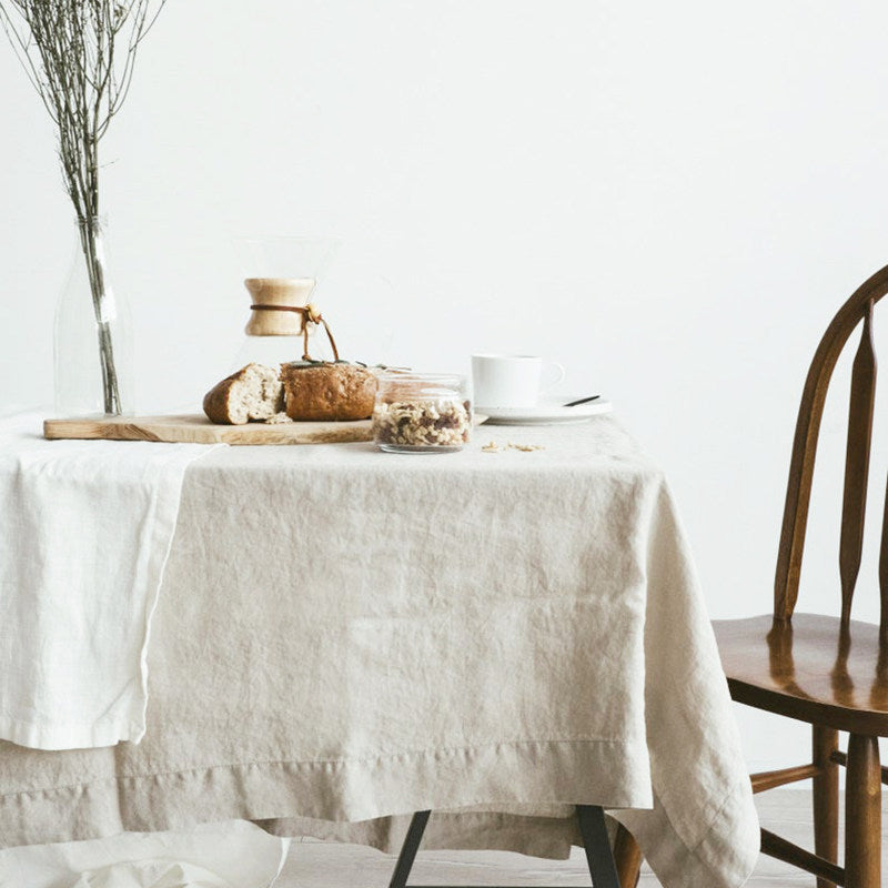 nexlinen | Solid Linen Tablecloth – Rectangular Nordic Minimalist - Natural Linen