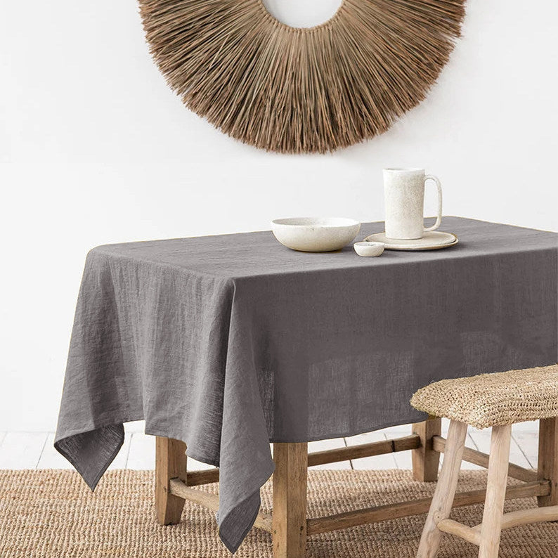 nexlinen | Solid Linen Tablecloth – Rectangular Nordic Minimalist - Duck Egg